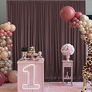 50ft×10ft Brown Wrinkle Free Backdrop Curtains for Parties, 10 Panels 5×10ft Soft Silky Polyetsr Umber Photo Backdrop Drapes for Teddy Bear Bee Birthday Themed Party Baby Shower Wedding Photography