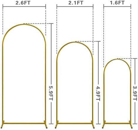 Metal Wedding Arch Backdrop Stand,3-Piece Gold Arch Backdrop Stand for Wedding Ceremony Bridal Party Birthday Party Balloon Arch Decoration(Gold)