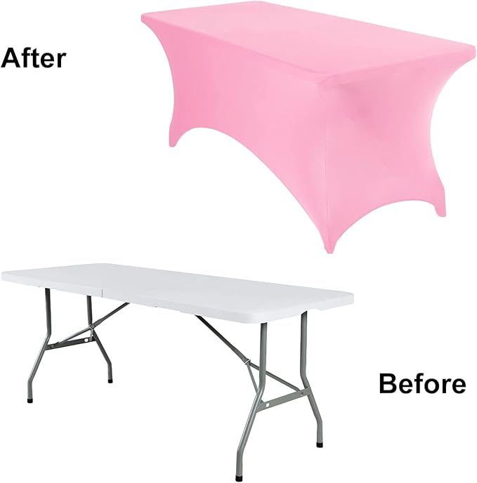 Spandex 8ft Waterproof Table Cover for Party,Wedding, Banquet, and Events(Pink)
