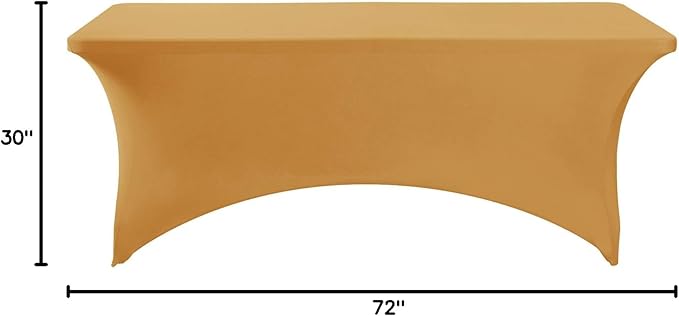 FORLIFE 4Pack Spandex Table Covers,Fitted Tablecloth for Rectangular Tables, Stretch Patio Table Covers, Universal Spandex Table Cover for Wedding, Banquet, Party (6ft, Gold)