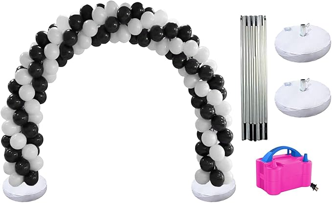 PMU DIY Professional Balloon Arch Premiere Kit (Black and Silver) Balloon Garland for Party Decoration, Decoration Kit for Birthday Party, Wedding, Graduation, Baby Shower (41697-61646-73005) Pkg/1