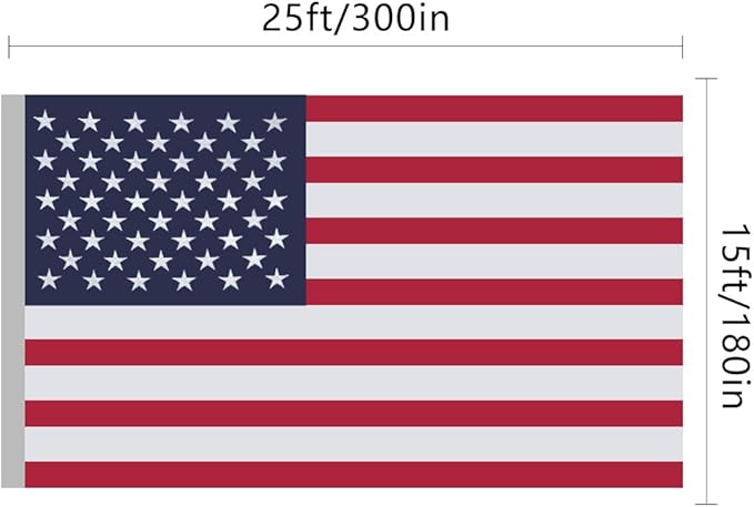 American Flag 15x25 Ft, US Deluxe Embroidered Heavy Duty Polyester Durable Outside Flags with Brass Grommets