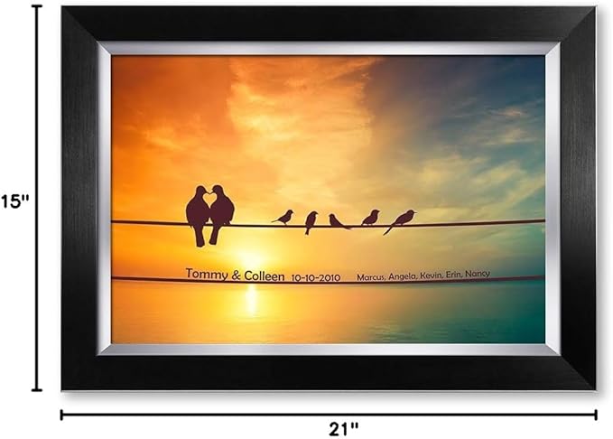 IPIC - We Are Family Personalized Artwork with Names, Customized Gift for Anniversary. Giclee Wall Art with High Grade Frame. Picture Size: 18x12,Total Size: 21X15
