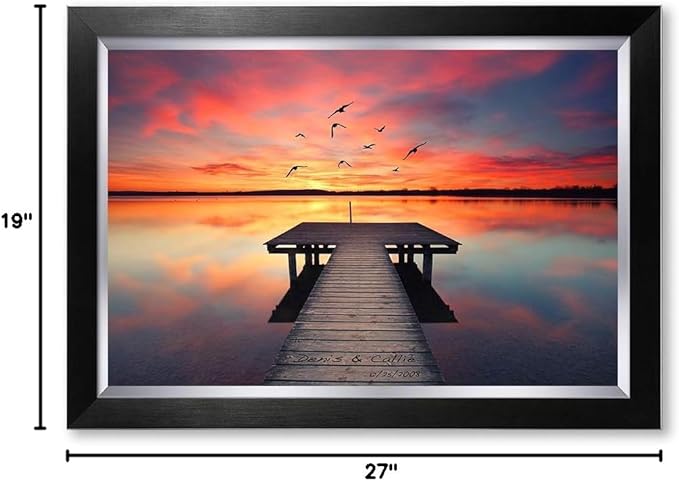 IPIC - Our Own Sunset Personalized Artwork with Names, Customized Gift for Anniversary. Giclee Wallart with High Grade Frame. Picture Size: 24x16