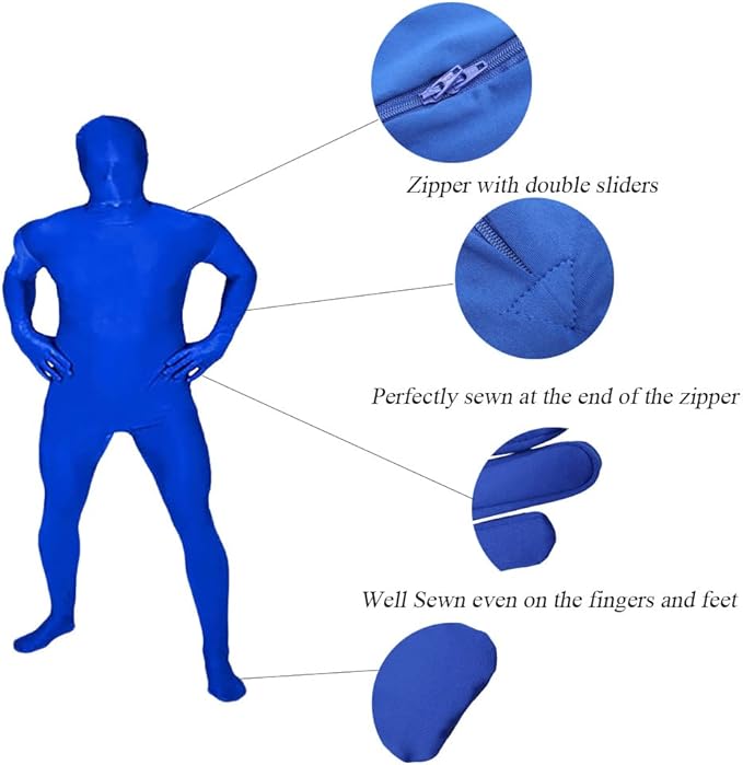 Aniler Men's and Women's Spandex Full Body Zentai Costume Bodysuit