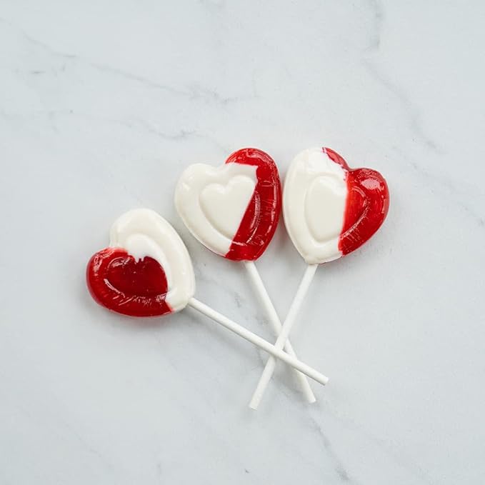 Heart Lollipops by Candy Creek, Bulk 5 lb. Carton, Strawberry Cream Valentine’s Candy- nut free