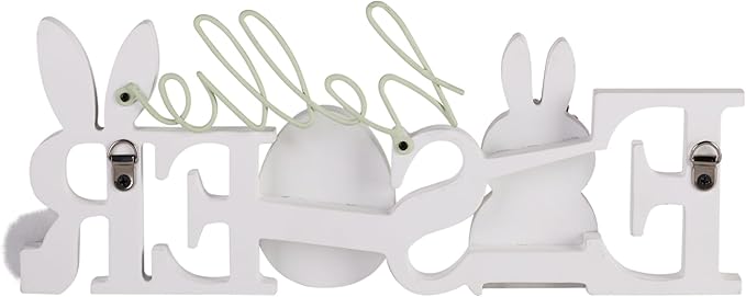 NIKKY HOME Wooden Easter Bunny Sign, Easter Decor for Table, Cute Rabbit Shaped Holiday Decor, Bunny Decorations Centerpiece for Home Mantel Shelf Decorations