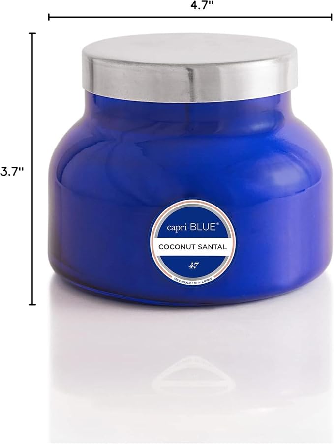 Capri Blue Signature Jar Candles - Long Lasting Soy Wax Blend - Luxury Tropical Scented Candles - Comes in Blue Decorative Glass Jar (Coconut Santal, 19 oz)
