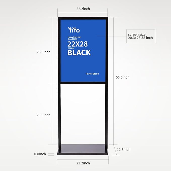 YIYO Sign holder floor stand, heavy Duty Pedestal poster stand for display,22×28 inch slide-in double sided poster sign holder floor standing Display Advertising (22×28)