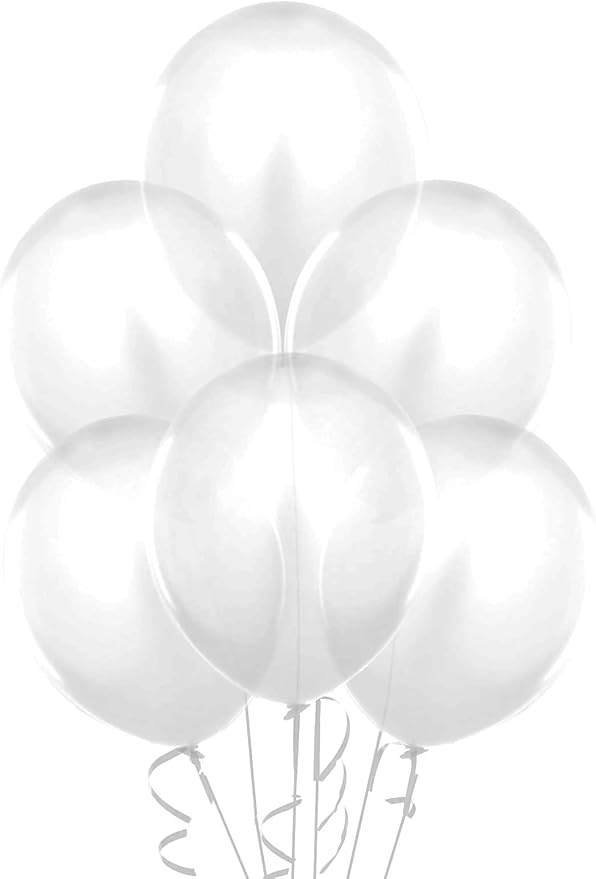PMU Balloons 17 Inch PartyTex Crystal Clear Premium Helium Quality Latex Balloons for Photo Shoot, Wedding, Baby Shower, Birthday Party and Event Decoration Pkg/72