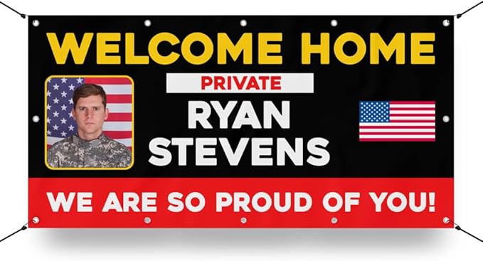 Milweb1 - Personalized Welcome Home Soldier U.S. / Customizable - Vinyl Banner, Sign, Print, Poster (5'x10')