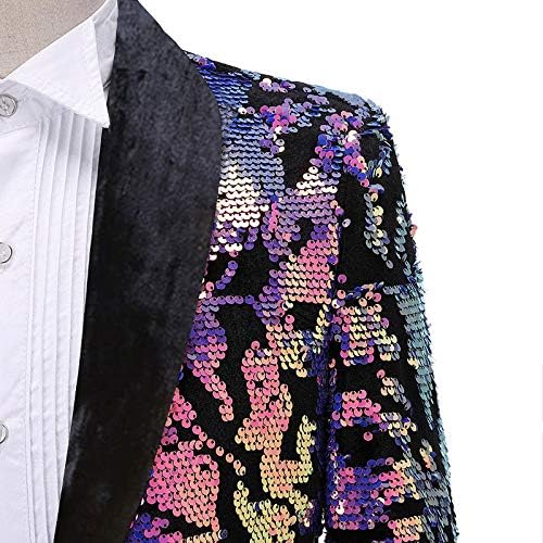 Men Fashion Velvet Sequins Floral Pattern Suit Jacket Blazer