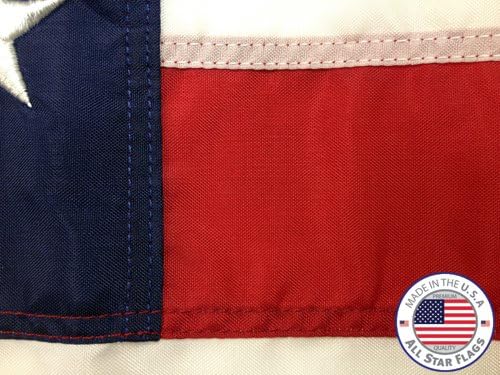 Premium American Flag 5x8' - 100% Made in the USA - Durable, Long Lasting, Bright & Vivid Nylon Material - Densely Embroidered Stars, Sewn Stripes with Lock Stitching, Four Rows of Lock Stitching on the Fly End, Tough Enough for Both Commercial and Res...