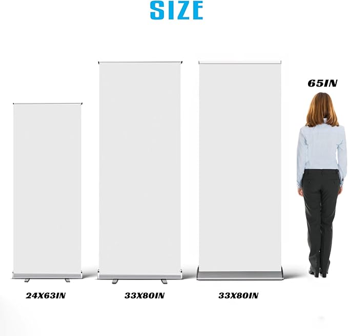 Custom Retractable Banner with Your Picture Text Logo 33"x 81" Customizable Roll Up Banners and Signs for Business Birthday Party Wedding Trade Show Stands