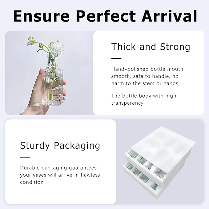 16pcs Glass Bud Vase Set, Small Clear Flower Vases for Centerpieces in Bulk, Cute Mini Vintage Vase for Wedding, Home Decor, Table Decoration