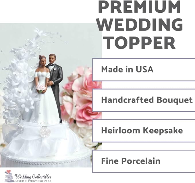 Wedding Collectibles Pearl Side Arch Classic African American Cake Topper
