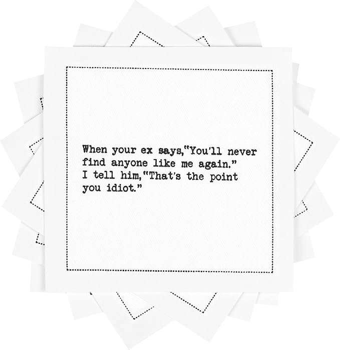 Five Star Funny Inappropriate Thoughts Quotes | White Cotton Cocktail Napkins | 50 Luxury Disposable Beverage Napkins with Witty Bar Quotes | Drink Napkins for Parties, Bars, Weddings & Game Nights