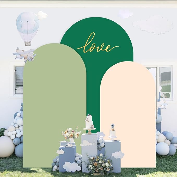 Green Wedding Arch Cover Set of 3 Arch Backdrop Covers 6FT 5FT 4FT Spandex Cover for Arched Backdrop Balloon Arches Stand Covers Stretchy Backdrops Fabric for Baby Shower Birthday Party Wall Decor