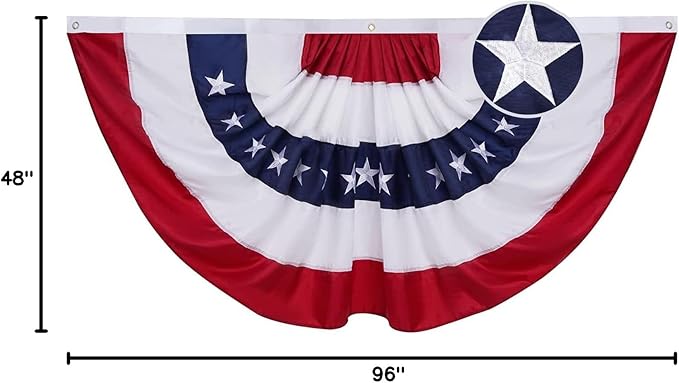 Homissor American Flag Bunting Outdoor 4x8 Ft US Pleated Fan Flag Embroidered Stars USA Pleated Buntings