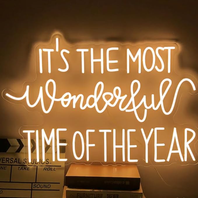 It's the Most Wonderful Time of the Year Neon Sign Merry Christmas Led Neon Light Size:20 x 13.5 inches