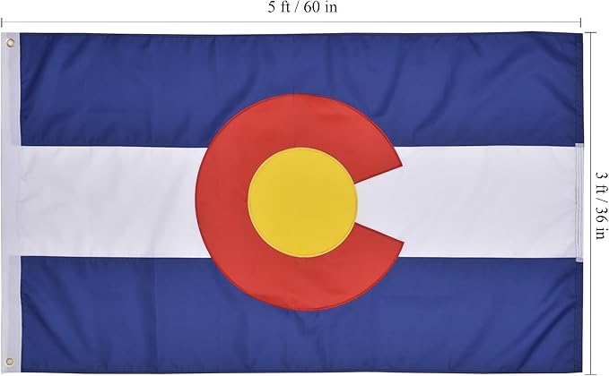 Colorado State Flag 3x5 Ft Deluxe Full Embroidered Heavy Duty Polyester Durable CO Outside Flags with Sewn Stripes and Brass Grommets for Indoor/Outdoor