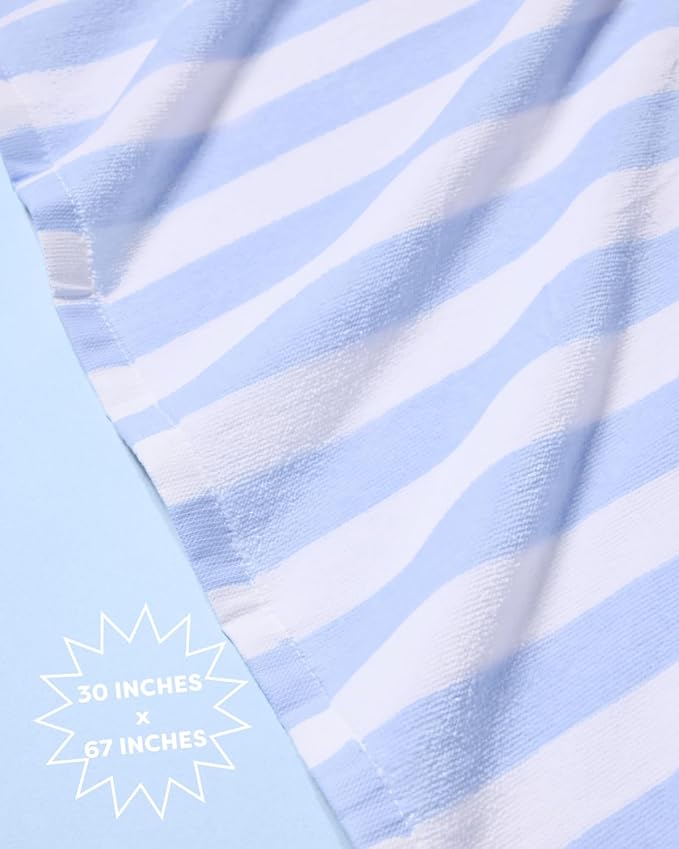 xo, Fetti Bride Blue Stripe Beach Towel - 100% Cotton | Bachelorette Decorations, Coastal Bridal Shower Gift, Poolside Bride to Be, Bridesmaid Gift, Beach Bach Supplies