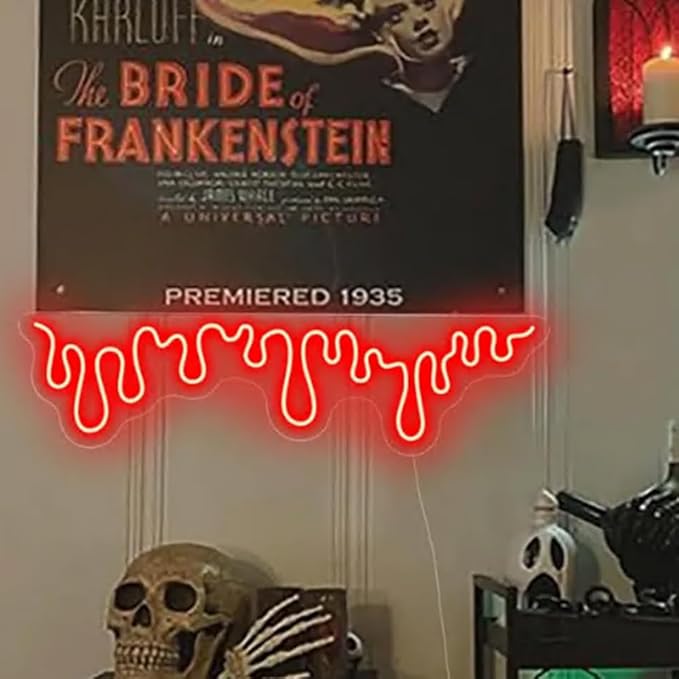 Blood Drip Neon Sign, Dripping Blood Neon LED Wall Light, Horror Room Decor, Halloween Party art Sign Size:21in x 7.3in