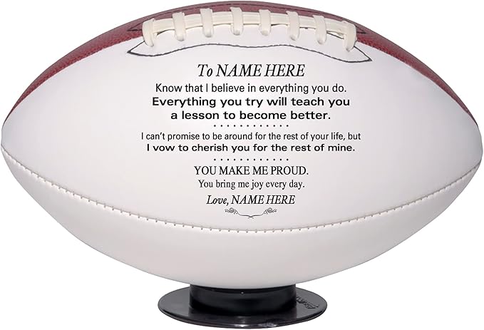 Personalized Custom Football - Dad to Son - Mom to Son - Grandpa to Grandson - Grandma to Grandson - Graduation Birthday Wedding