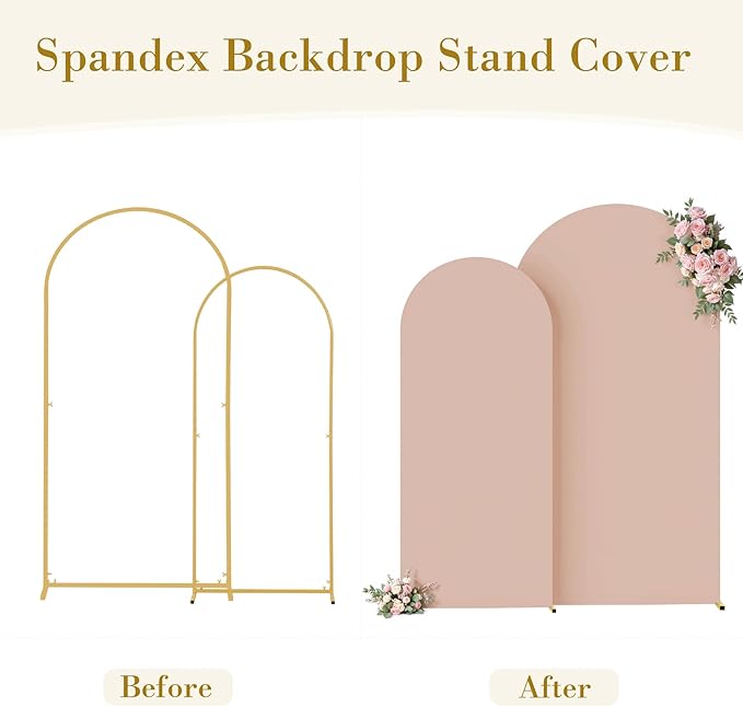 Nude Photo Arch Backdrop Cover Set of 2 Spandex 7.2 and 6ft Arch Covers Stretchy Backdrop Party Arch Stand Covers for Birthday Party Baby Shower Wedding Bridal Shower Banquet Background Decorations