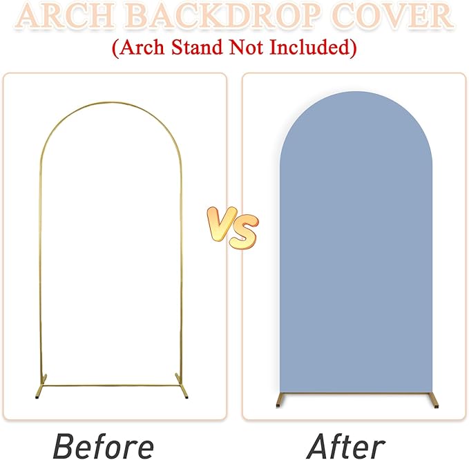 Set of 3 Wedding Arch Cover 6ft 6.6ft 7.2ft Dusty Blue Arch Cover Chiara Backdrop Cover Spandex Fitted Arch Stand Cover Balloon Arch Covers Stretchy Backdrop for Baby Shower Party Ceremony