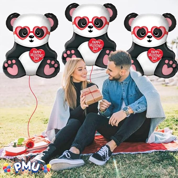 PMU Valentine's Day Balloons Panda Bear 32in Mylar-Foil Balloon (25/pkg) Pkg/1