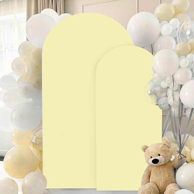 Arch Covers Set of 2 Yellow Wedding Arch Cover 6FT 7.2FT Arch Stand Cover for Wedding Party Spandex Arch Cover Stretchy Fabric Boho Backdrop Covers Set for Bridal Baby Shower Decoration