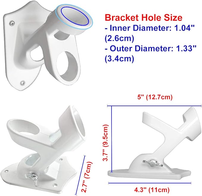 American flag and pole kit set: Includes a 3x5 ft Embroidered US flag made in USA, 6 ft aluminum tangle free spinning flag pole with carabiners, and flagpole holder wall mount bracket (White)