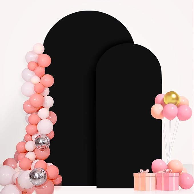 Wedding Arch Cover Black Arch Cover 6FT 7.2FT Spandex Arch Backdrop Cover Set of 2 Chiara Arch Backdrop Stand Cover Fitted Arch Frame Cover Garland Arch Stand Cover for Anniversary Party