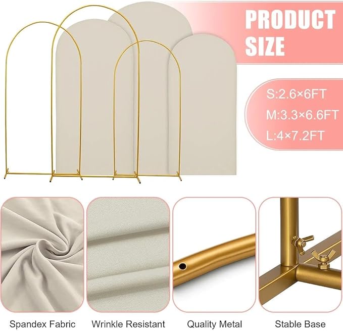 7.2FT Wedding Arch Cover – Stretchy Spandex Fabric Backdrop for Arch Stand – Ideal for Wedding Ceremony, Birthday Party, Baby Shower & Photo Booth Decoration (White)