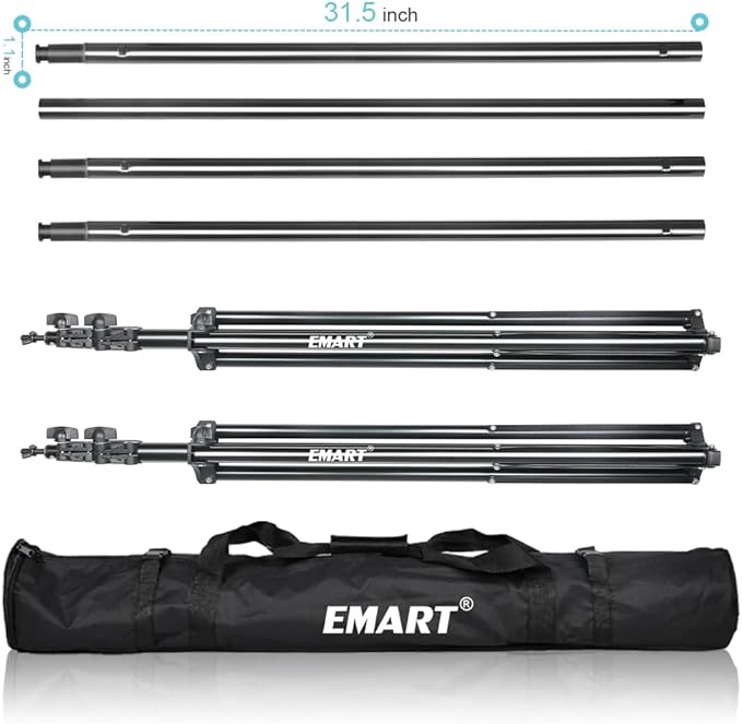 EMART Heavy Duty Background Stand, 9.2 x 10ft Adjustable Backdrop Support System Kit with Carry Bag for Photography
