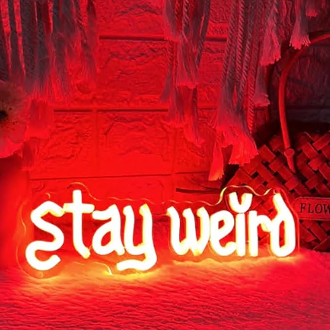Stay Weird Neon Sign, Custom Gothic Room LED Neon Light, Vintage Font Wall Art, Gothic Halloween Humor Gothic Sign, Dark Art Wall Décor USB Size:24in