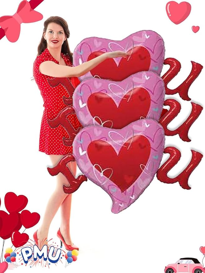 PMU Valentine's Day "I Heart U" 46in Mylar-Foil Balloon (10/pkg) Pkg/1