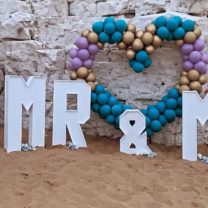 LANGXUN Large Size Metal Balloon Arch Kit, Wedding Heart Arch Stand, Love Balloon Column Arch Frame for Wedding, Bridal, Valentine's Day, Engagement and Birthday Party Supplies (Gold)