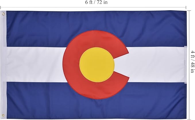 Colorado State Flag 4x6 Ft Deluxe Full Embroidered Heavy Duty Polyester Durable CO Outside Flags with Sewn Stripes and Brass Grommets for Indoor/Outdoor