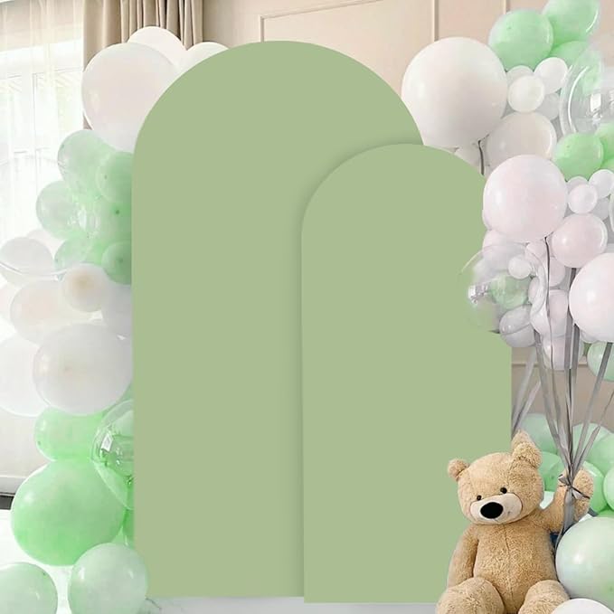 Wedding Arch Cover Set of 2 Sage Green Arch Backdrop Cover 6 7.2FT Spandex Arch Backdrop Covers for Arch Stand Round Top Arched Backdrop Cover Arch Cover Stretchy Backdrop for Wedding Party