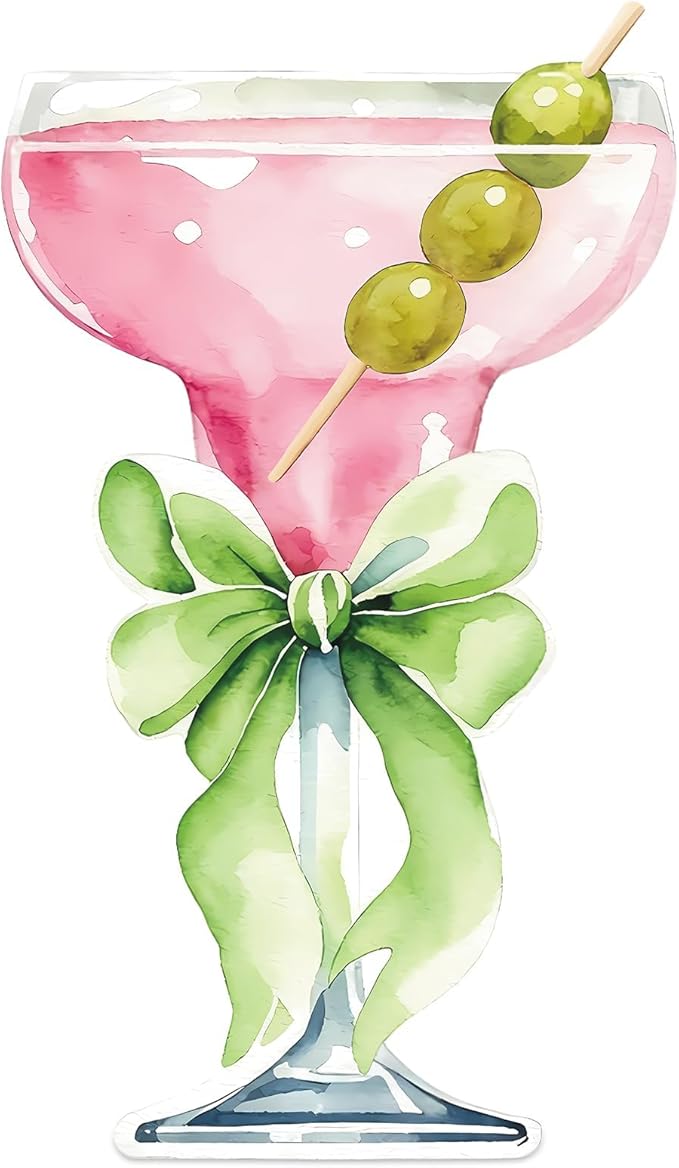 Lawnldyll 4ft Large Pink Martini Bow Cardboard Cutout A Tini Bit Older Birthday Cutout Stand Pink Margarita Backdrop Decorations for Women Coquette Bachelorette Bridal Shower Cocktail Party Decor