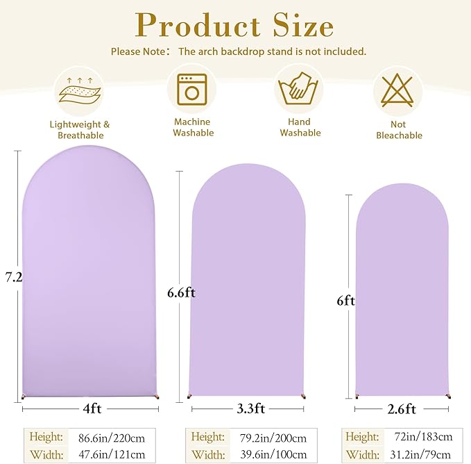 Pink and Purple Arch Cover 3 Set-7.2FT, 6.6FT, 6FT Arch Backdrop Cover Spandex Fitted 2-Color Fabric Stand Covers for Baby Shower Girls Mermaid Birthday Party Wedding Photo Background Decorations