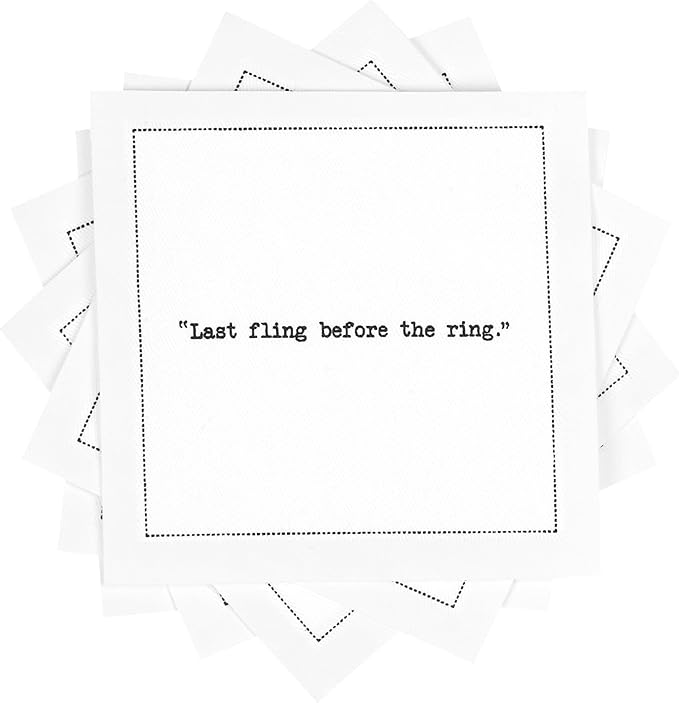 Five Star Funny Bachelorette Quotes | White Cotton Cocktail Napkins | 50 Luxury Disposable Beverage Napkins with Witty Bar Quotes | Drink Napkins for Parties, Bars, Weddings & Game Nights