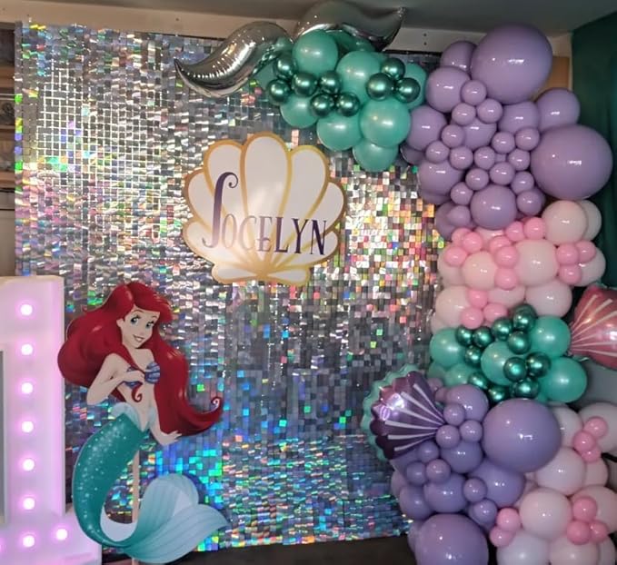 Shimmer Wall Backdrop - 24pcs Decorations Panel | Wedding, Birthday, Anniversary, Engagement & Bridal Shower Party Decor Panel (Iridescent Silver)