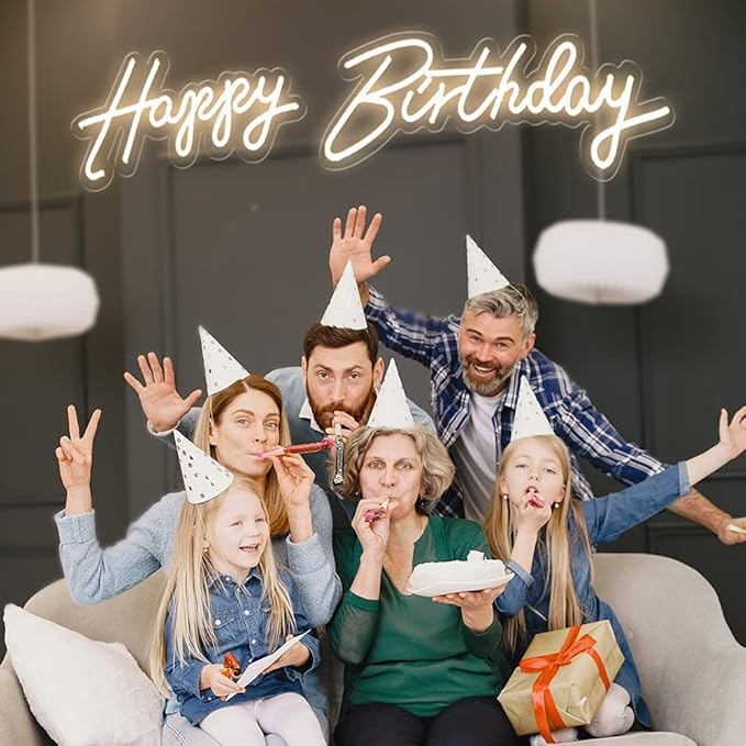 40"/23" Happy Birthday Neon Sign Large - Happy Birthday Sign 12V - Happy Birthday Light Up Sign with Dimmable Switch - 2PCS Happy Birthday LED Sign for Backdrop, Party, Celebration, Decoration