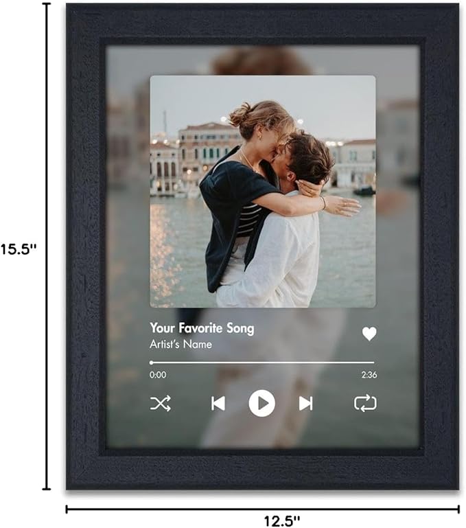 Personal-Prints CUSTOM SONG | Custom Song Title and Photo Wedding Wall Art Gift | Personalized Photos & Song | Anniversary, Wedding, Valentine's Day Gift (12"x16" Float Framed Canvas)
