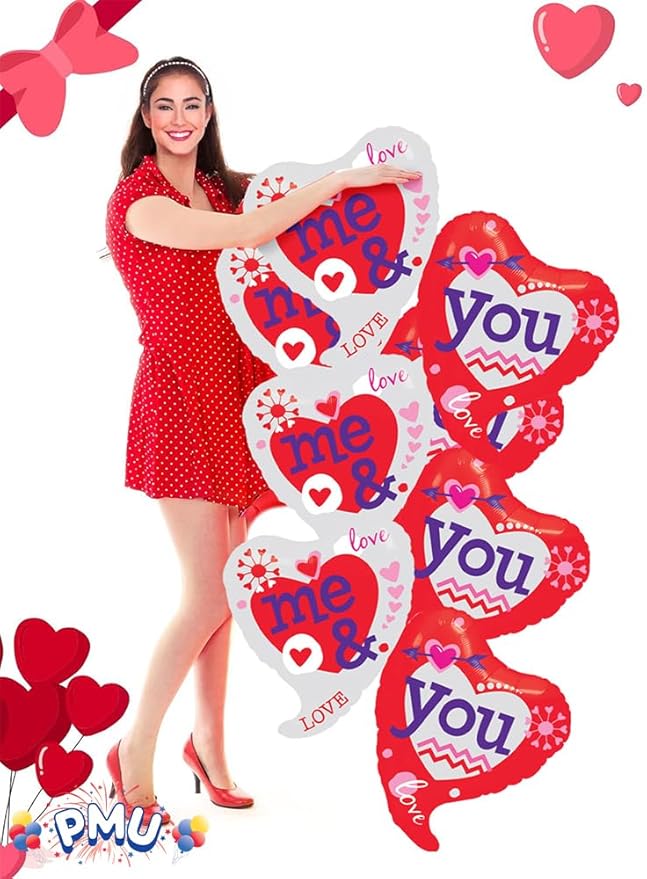 PMU Valentine's Day "Me & You" 42in Mylar-Foil Balloon 10/pkg
