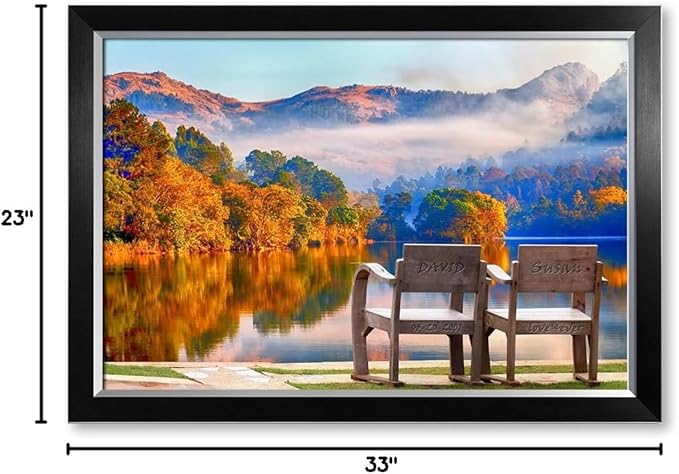 IPIC - Grow Old Together, Personalized Artwork with Names and Date on, Customized Gift for Anniversary,Wedding,Birthday and Holidays. Picture size: 30x20, Framed Size: 33x23