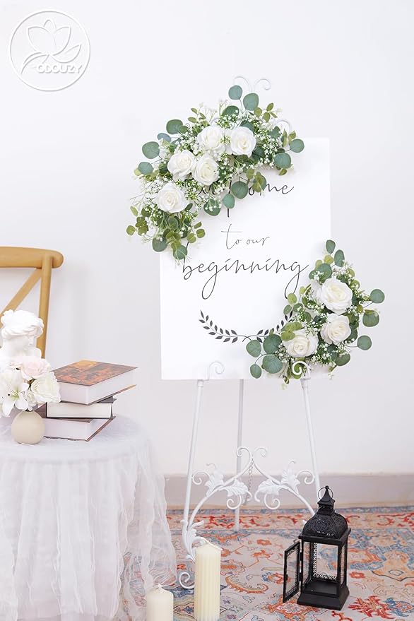 Pack of 2 Wedding Arch, Artificial Flowers, Wedding Decor,Flower Garland Be Suited to Banquet, Party, Reception Entrance Welcome Sign and Background Decoration (Starry Sky)